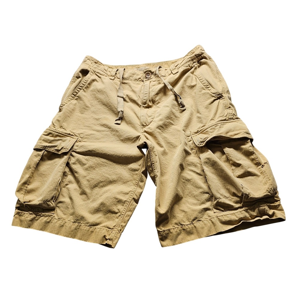 Banana Republic Cargo Shorts Mens 34 Tan Relaxed Fit Garment Dye Cotton 4766